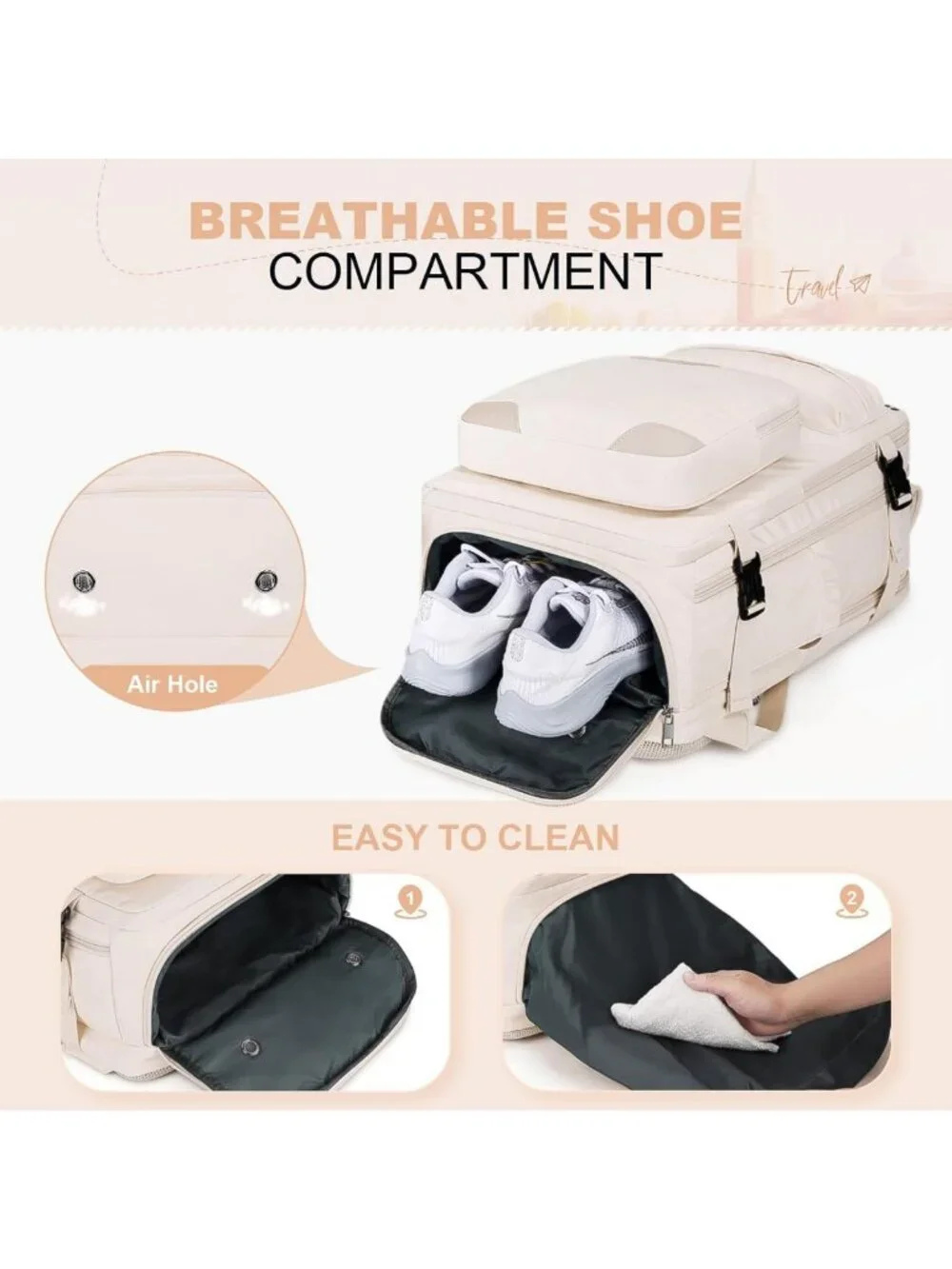 Waterproof Travel Backpack with Shoe Compartment, 17.3” Laptop, Lightweight